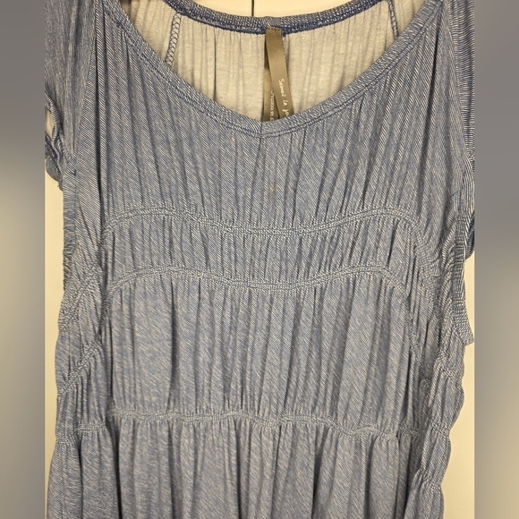 Pretty  boho Pennington Blue Summer Top with ruching 95% viscose 3XL - Picture 7 of 16